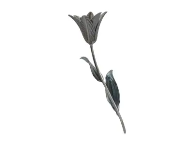 Wyrób kuty: Stalowy kwiat lilia gałązka dekoracyjna 450x120 mm
