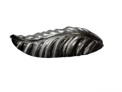 Wyrób kuty: Stalowy liść kuty fala duża 145x60 mm