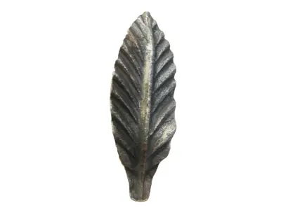 Wyrób kuty: Stalowy liść kuty ozdobny laur mały 95x30 mm