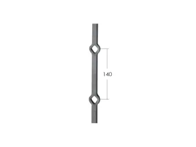 Wyrób kuty: Stalowy pręt do krat ozdobny 14x14 mm 2000 mm
