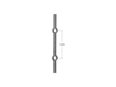 Wyrób kuty: Stalowy pręt do krat z oczkiem 14x14 mm 2000 mm