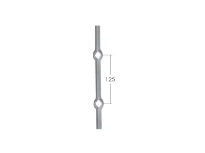 Wyrób kuty: Stalowy pręt do krat z otworami 14x14 mm 2000 mm
