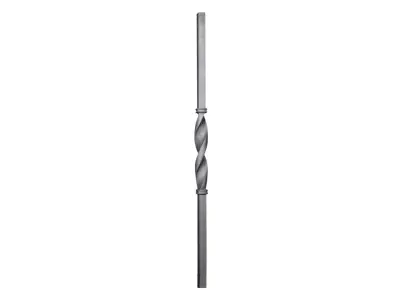 Wyrób kuty: Stalowy słup balustradowy z ozdobnym skręcanym elementem 25x25 mm 1200 mm