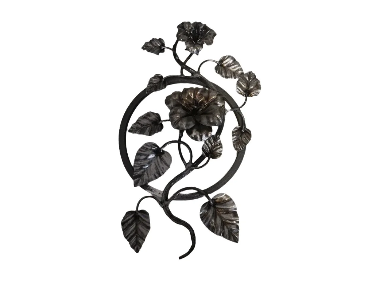 Wyrób kuty: Rozeta kuta ozdobna Hibiskus ze stali 520x290 mm 12x12 mm