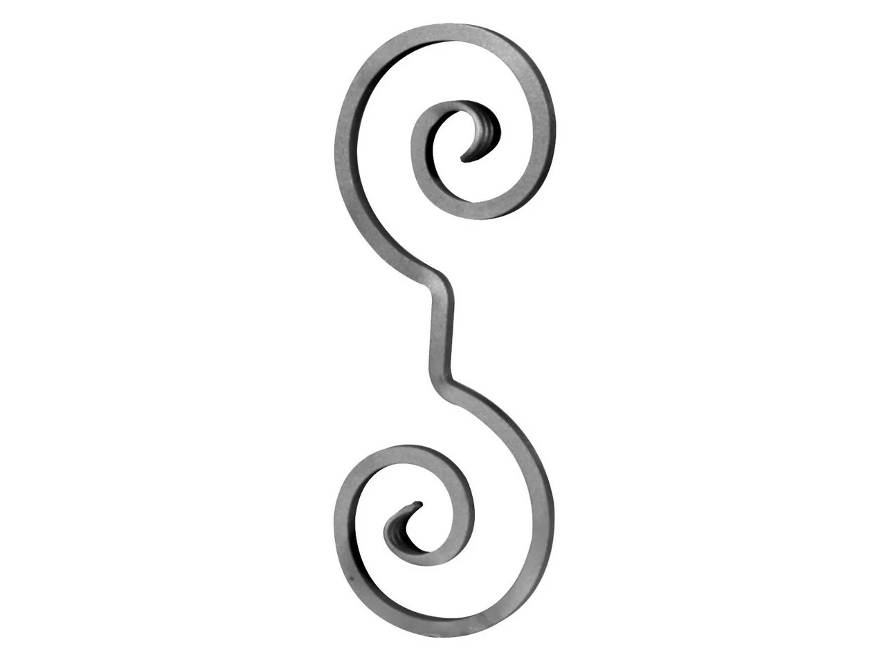 Wyrób kuty: Stalowy element kuty skrętny ozdobny do ogrodzeń i balustrad 360x120 mm 12x6 mm