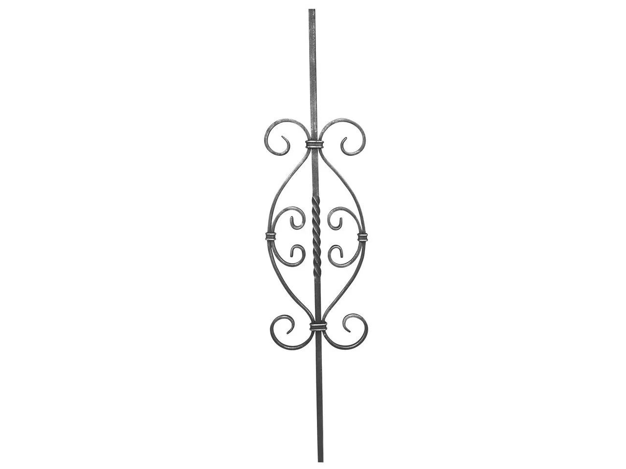 Wyrób kuty: Tralka prosta ozdobna skręcana do balustrad 950x190 mm 12x12 mm